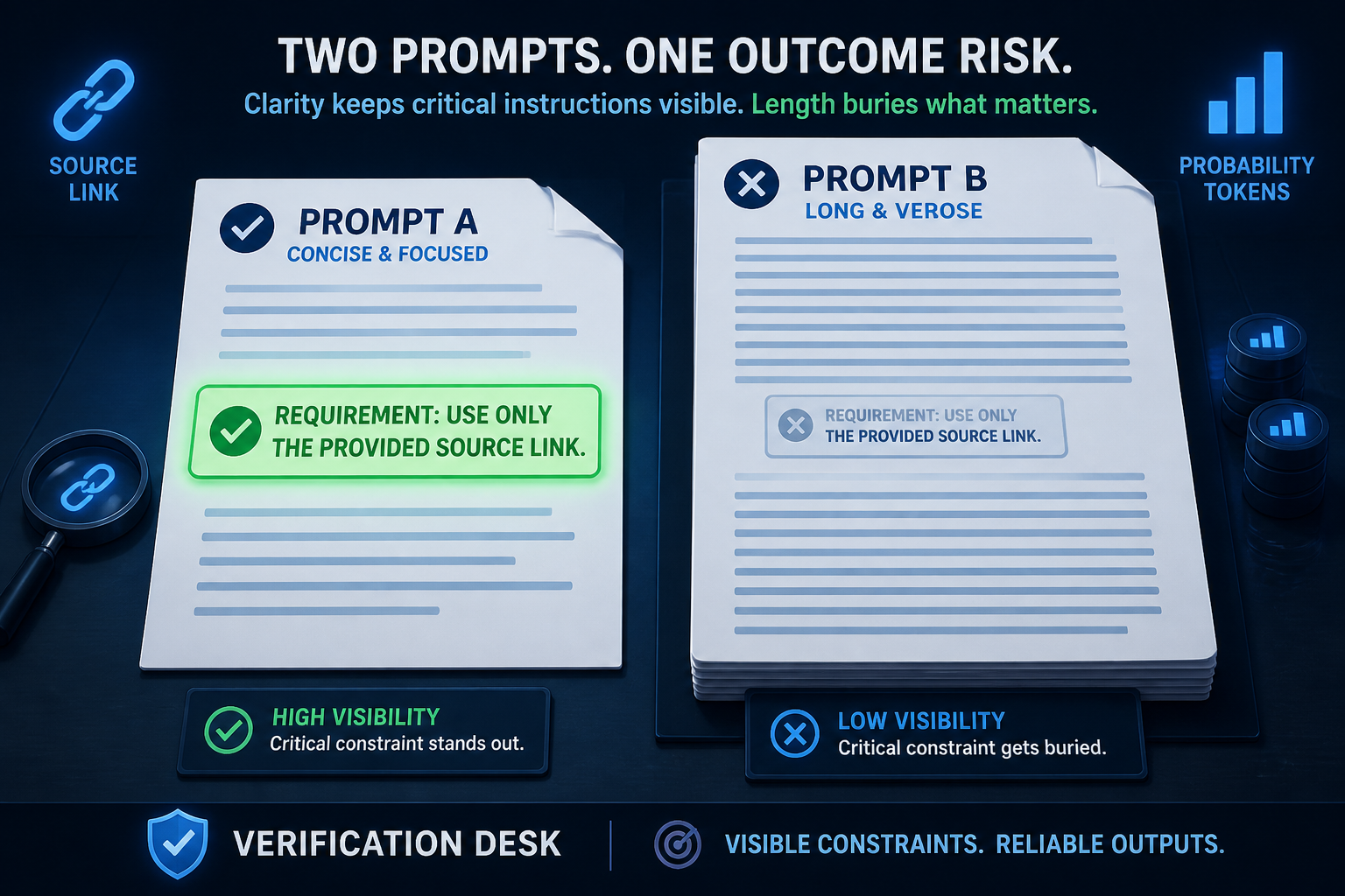 Concise and bloated prompt documents